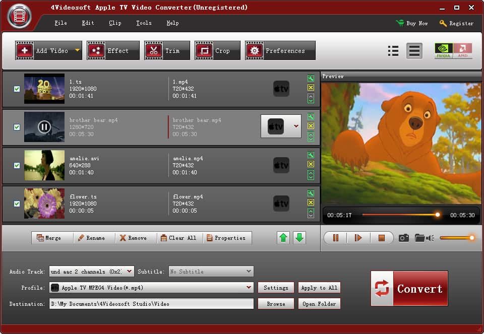 Click to view 4Videosoft Apple TV Video Converter installer 7.3.7 screenshot