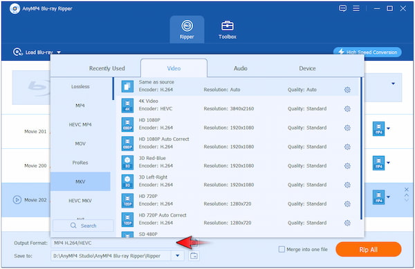 Select Mkv As Output