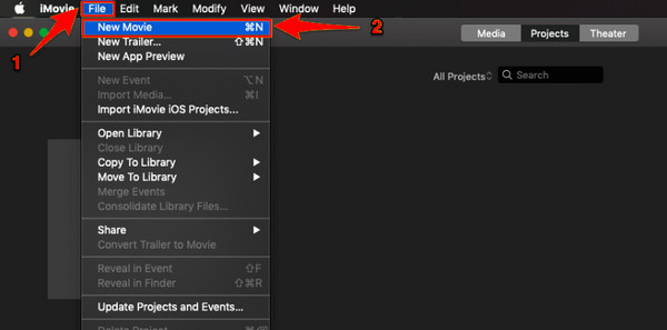 iMovie Choose New Movie