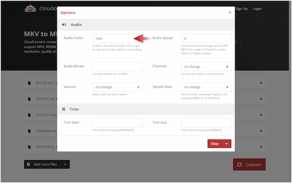 Modify Output Settings